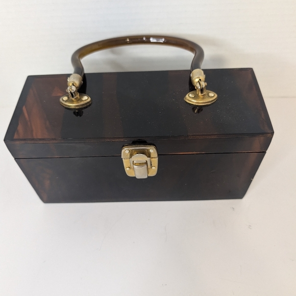 Vintage Brown Box Purse with Gold Accents - Picture 5 of 5